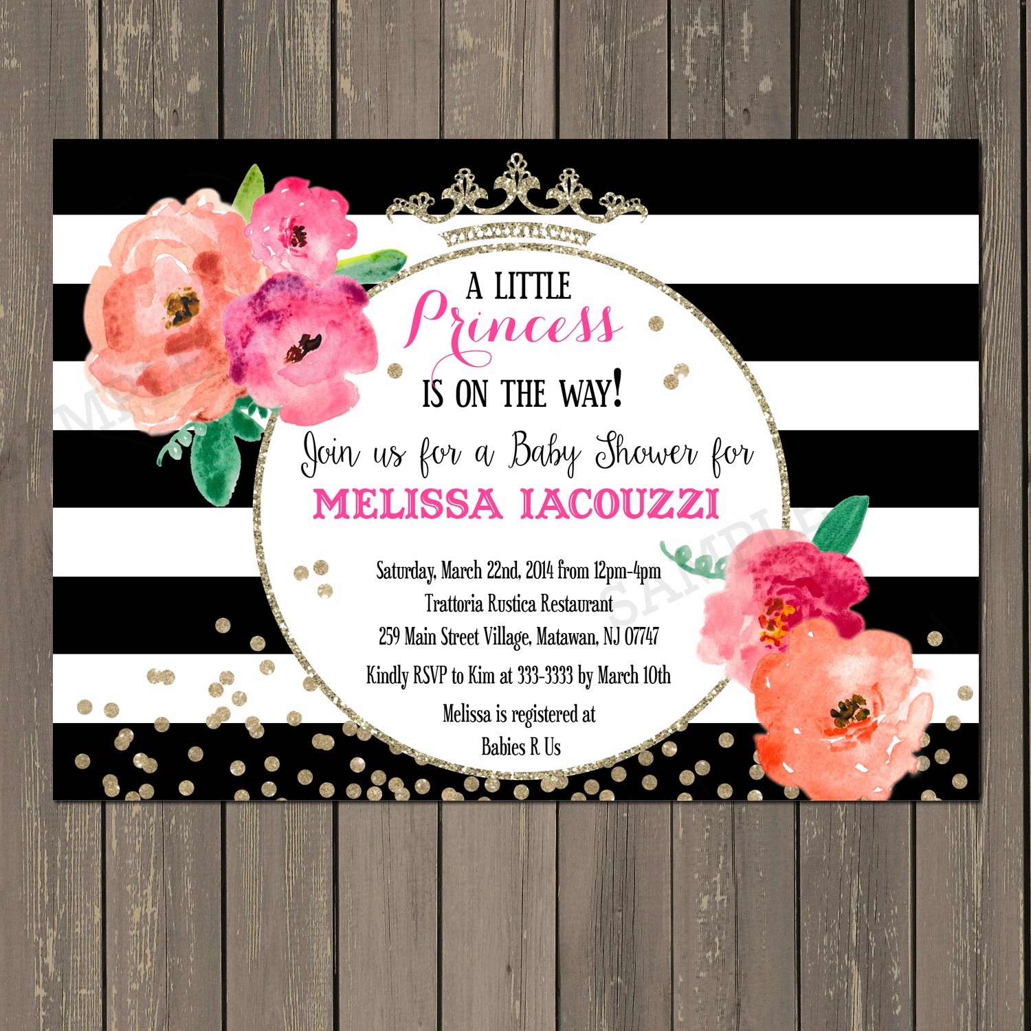 black princess baby shower invitations