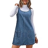 Dokotoo Womens Sleeveless Casual Denim Dress Western Cowgirl Outfits Jean Overall Dress with Pockets