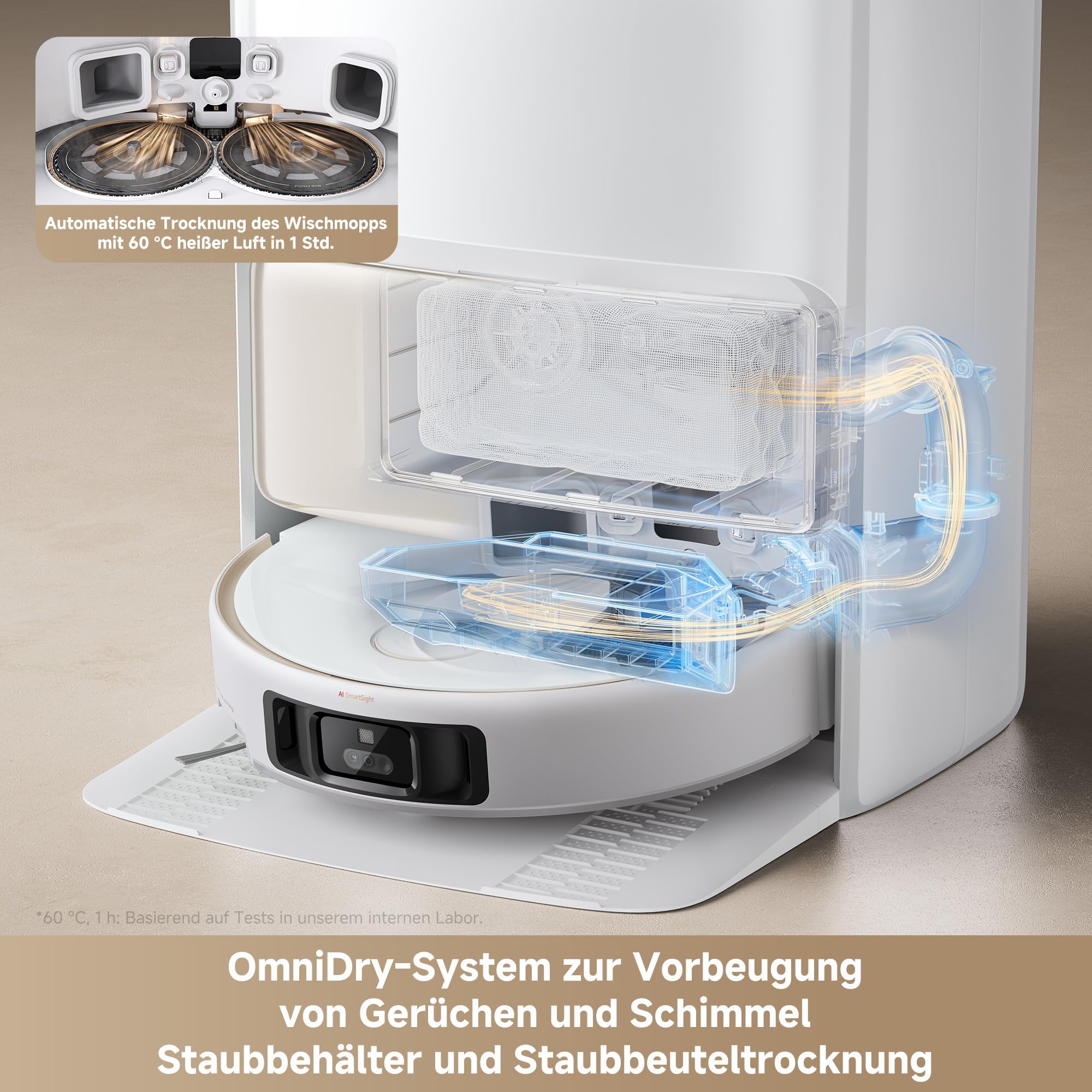 Mova V50 Ultra Complete Saugroboter mit Wischfunktion 24.000 Pa, 6cm Hindernisüberwindung, Liftable Navigation+RGB AI+LED, DuoSolution System, 80℃ Heißwasserwäsche & 63℃ Selbsttrocknung, Tricut Bürste 8