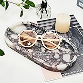 Denique Natural Luxury Calaccata Viola Marble Tray for Bathroom Countertop, 10.2" Vanity Tray Oval Deorative Tray, Countertop Organizer, Jewelry Dish Ring Holder for Dresser