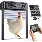 Automatic Chicken Coop Door with LCD Visual Screen Remote Control | 7W Solar Powered Space-Saving Roll-Up Chicken Door with Timer, PIR Infrared Anti-Pinch &amp; Alerts for Large Poultry