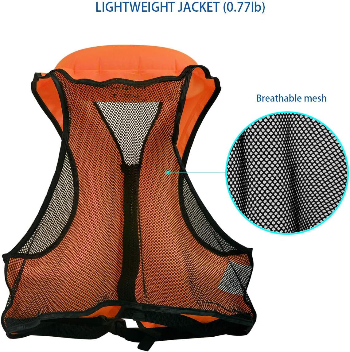 OMOUBOI Floatage Jackets Adult Lightweight Inflatable Snorkel Vest with Adjustable Leg Straps for Men Women Suitable for 90-220lbs for Outdoor Water Sports (Orange): Sports & Outdoors