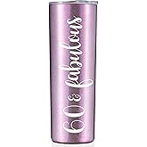 Onebttl 60th Birthday Gifts for Women, 60 & Fabulous, 60th Birthday Gift Idea for Women, 60th Bday Gifts, Stainless Steel Tumbler 20Oz - Purple