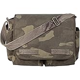 Woodland Camouflage Mini Messenger Bag Heavyweight Cotton Canvas Shoulder Bag with official Army Universe Pin