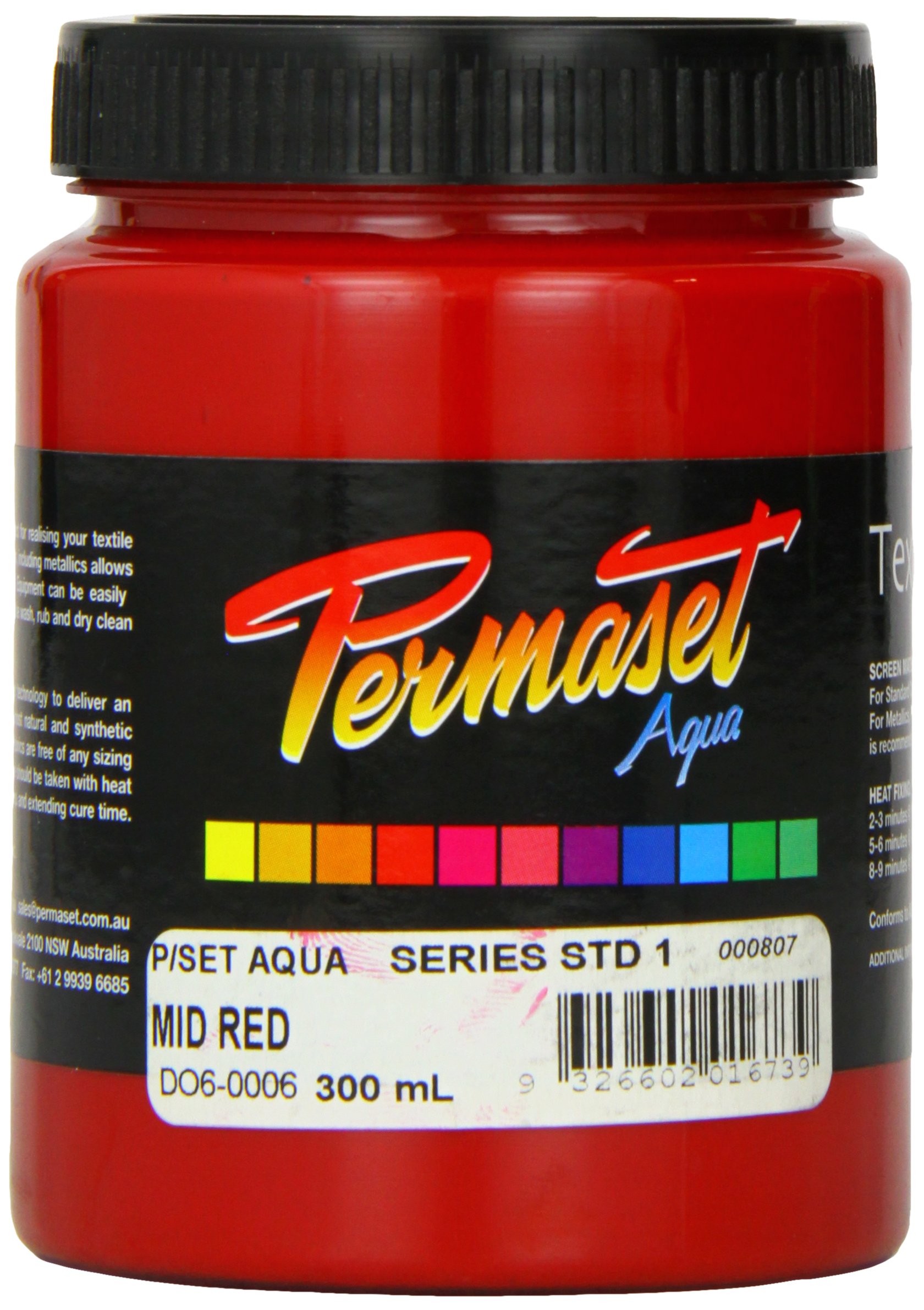 Permaset Aqua Screen Printing Ink Mid Red 300ml