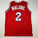 Facsimile Autographed Moses Malone Philadelphia Red Reprint Laser Auto Basketball Jersey Size Men's XL