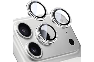TENOC Camera Lens Protector for iPhone 17 Pro & 17 Pro Max, 9H Tempered Glass Camera Screen Cover, Silver Metal Individual Ri