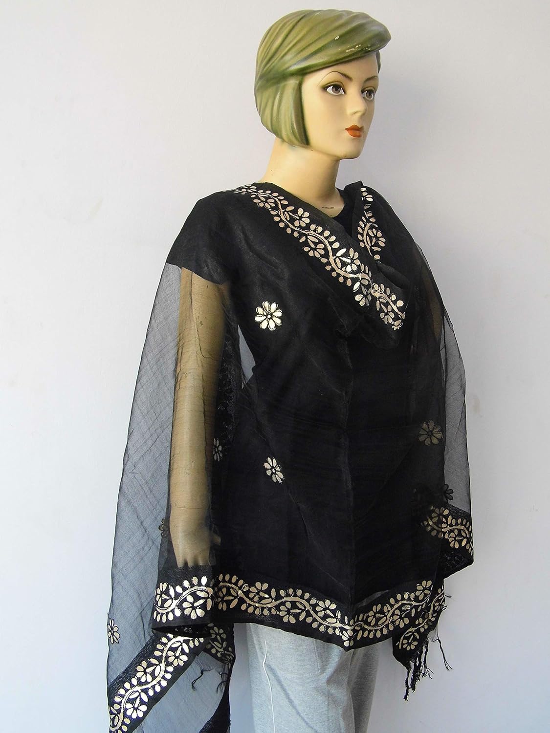 zgx beautiful women's cotton chanderi dupatta with gota patti work