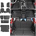 powoq Cargo Mat Compatible with 2018-2024 Jeep Wrangler JL Unlimited 4 Door Floor Mat Trunk Liner Replacement for Jeep Wrangler JL 4X4 Accessories (Fit 18-24 JL 4X4, Trunk Mat+Backrest Mat+Floor Mat)