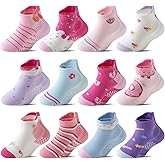 ORVYTHA Baby Girls Boys Toddlers Kids Grips Socks 12 Pairs Non Slip Anti Skid Ankle No Show Funny Cotton Socks with Grippers