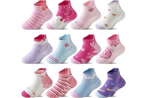 ORVYTHA Baby Girls Boys Toddlers Kids Grips Socks 12 Pairs Non Slip Anti Skid Ankle No Show Funny Cotton Socks with Grippers