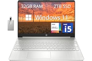 HP 15.6" FHD Laptop Computer, Intel i5-1135G7, 32GB DDR4 RAM, 2TB PCIe SSD, Intel Iris Xe Graphics, HD Webcam, Stereo Speaker