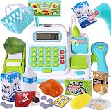 BUYGER Kids Pretend Play Till Cash Register with Scanner and Light Sounds