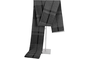 Mukidom Winter Scarf For Men Ultra-Soft Plaid Tassel Men Scarf Warm Soft Cashmere Feel 73"×12"