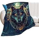 Wolf Blanket Fantasy Wolf Throw Blanket Wolf Gifts and Decor Wolf Blanket for Girls Boys Women Men Kids Adults Soft Warm Cozy Fleece Blanket for Couch Sofa Bed 50"x40"