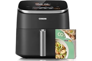 Cosori 9-in-1 TurboBlaze Air Fryer 6 Qt, PFAS-Free Ceramic Coating, 90°–450°F, Precise Heating for Even Results, Air Fry, Roast, Bake, Broil, Dry, Frozen, Proof, Reheat, Keep Warm, 120V, Dark Gray