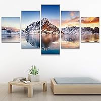SIGNWIN 5 Panel Canvas Wall Art Modern Art Coastal Colorful Multicolor Photography Romantics Sunset for Home Decorations Ready to Hang - 60