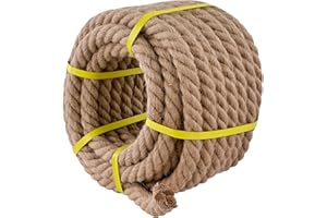MKMJ Jute Rope 5/8 Inch x 50Ft,Natural Hemp Rope,Thick Rope,Swing Rope,Heavy Duty Rope Available as Tug of War Rope,Nautical Rope,Craft Rope,Lasso Rope and Rope for Hammock,etc.