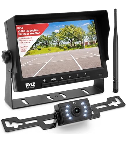Pyle Dual Backup Camera System - 9" LCD Monitor With Night Vision & DVR Recording