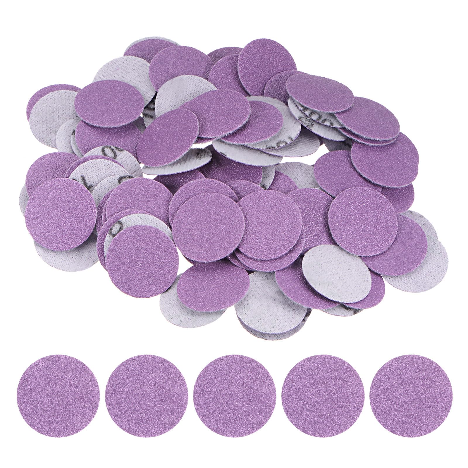 Kozelo 100pcs Premium Sanding Discs Hook and Loop - [1 Inch x 100 Grits] Purple Sandpapers Mini Size for Jewelry Wood Metal Polishing