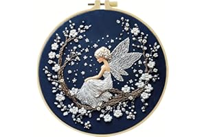 JOZYSH Charming Flower Fairy Patterns Water Soluble Embroidery Kits Patterns for Beginners,DIY Needlepoint Everything is Fine
