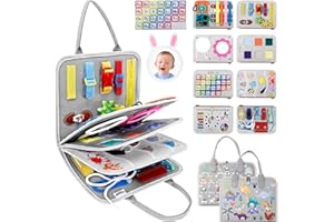 JHkim Busy Board Montessori Toys for 1 2 3 4 Year Old Boy & Girl Birthday Gifts, Autism Sensory Travel Toy for Toddlers 1-3, Educational Activity Sensory Board Learning Fine Motor Skills Toys, Gray