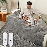 ESTINGO King Size Electric Blanket, 100"x90" King Size Heated Blanket Dual Control with 5 Heating Levels & 10 Hours Auto Off, Electric Heated Blanket with OverHeat Protection, Light Gray
