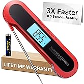 Professional 3X Faster 0.5sec Instant Read Meat Thermometer Digital, High Accuracy ±0.5°F, IP67 Waterproof, Auto Wake/Sleep &