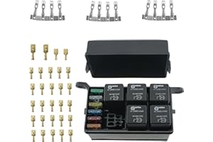 IZTOSS 12-Slot Relay Box 6 Relays 6 Blade Fuses - Fuse Relay Box with Fuse and 4pins 12V 40A Relay for Automotive Marine and 