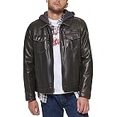 Levi's Men's Faux Leather Hooded Trucker Jacket With Sherpa Lining (Regular & Big & Tall Sizes)