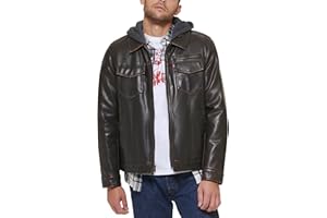 Levi's Men's Faux Leather Hooded Trucker Jacket With Sherpa Lining (Regular & Big & Tall Sizes)