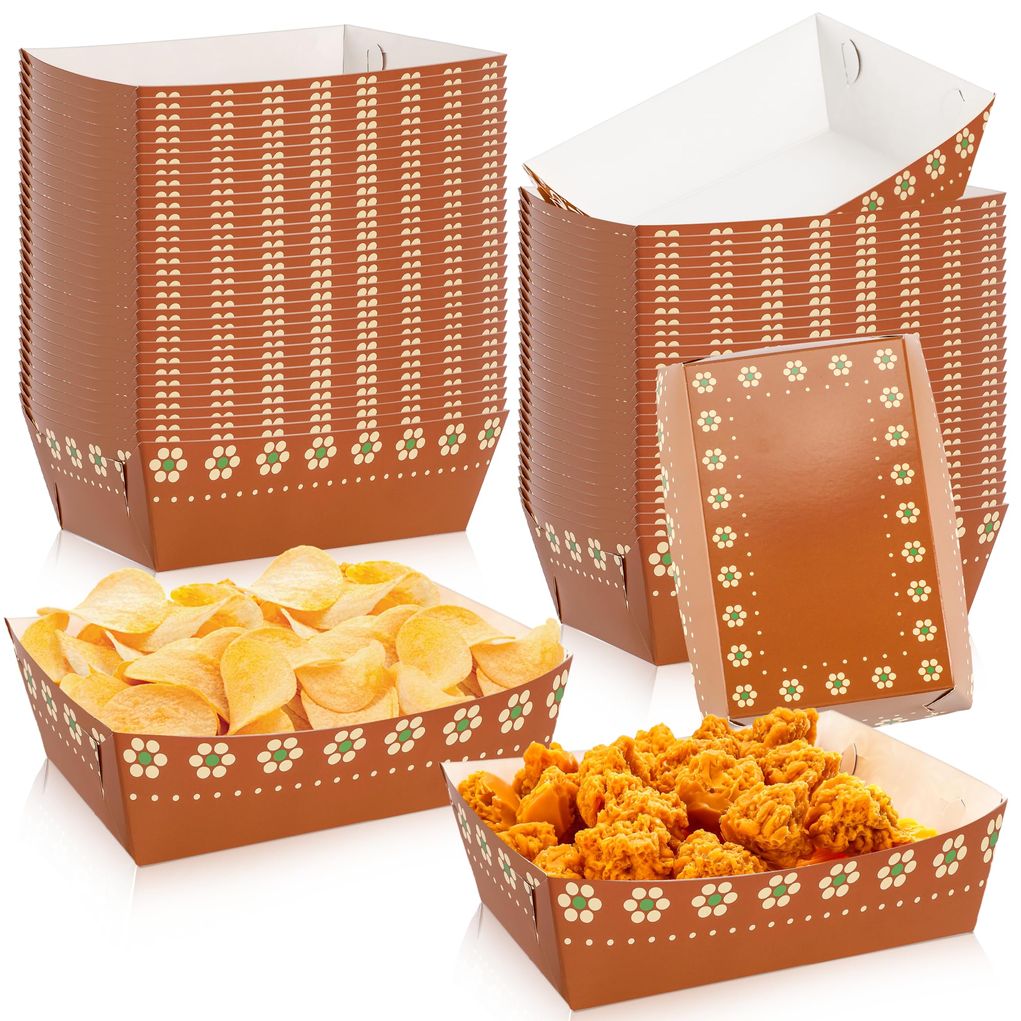 Photo 1 of 100 Pcs Mexican Snack Trays Cielito Lindo Party Decoration Platos De Barro Mexicanos Taco Boats Fiesta Decor for Mexican Party Supplies Cinco De Mayo Favor(Brown Cielito Lindo)
