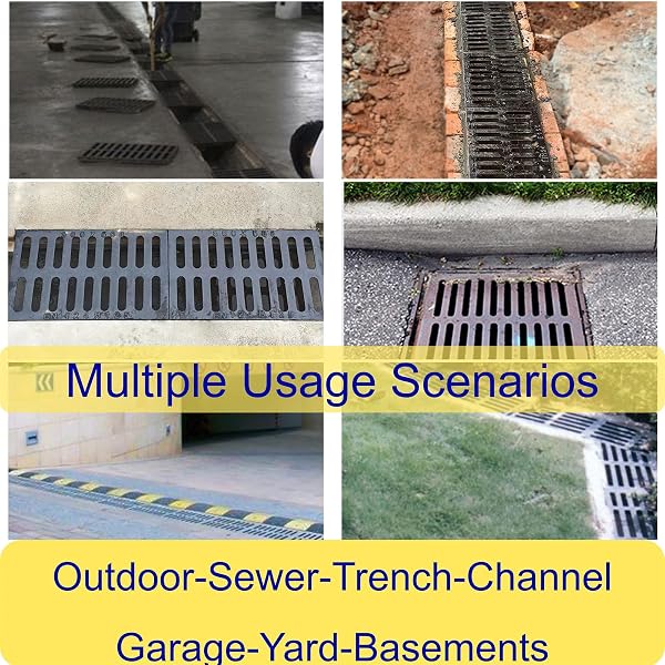MOSINSBO CAST IRON DRAIN GRATE 20X16 IN, B-CLASS 28100 LBS HEAVY-DUTY DRIVEWAY CHANNEL COVER, OUTDOOR TRENCH DRAINAGE GRATE, BLACK RECTANGLE METAL SEWER COVER FOR GARAGE (TRUE 19.7X15.7)