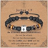 Gopbrer Adjustable Beaded Cross Bracelet for Boys Men Kids, Easter Graduation Christian Valentines Day Christmas Birthday Baptism Gifts for Boys Teens Son Grandson Nephew