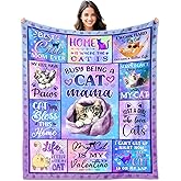 YHIKOUY Cat Gifts: Mom, Lady & Lover Blanket - 50"X60", Funny Themed Gift for Women Cat Enthusiasts