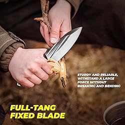AOSILEY Pocket Fixed Blade Knife with Wood Handle
