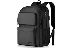 BIKROD Backpack for School Teen Boys and Girls, School Backpack for Men and Women, Large Kids Bookbag with USB Charging Port Fit 15.6 Inch Laptop/Notebook, Black