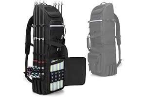 Rexmica Fishing Backpack Holds 8 Rods & Reels, Fishing Tackle Bag with Compartment for Tackle Boxes, Fishing Gear or Equipment, Fishing Rod Case Bag, Fishing Pole Bag with Tactical Molle System