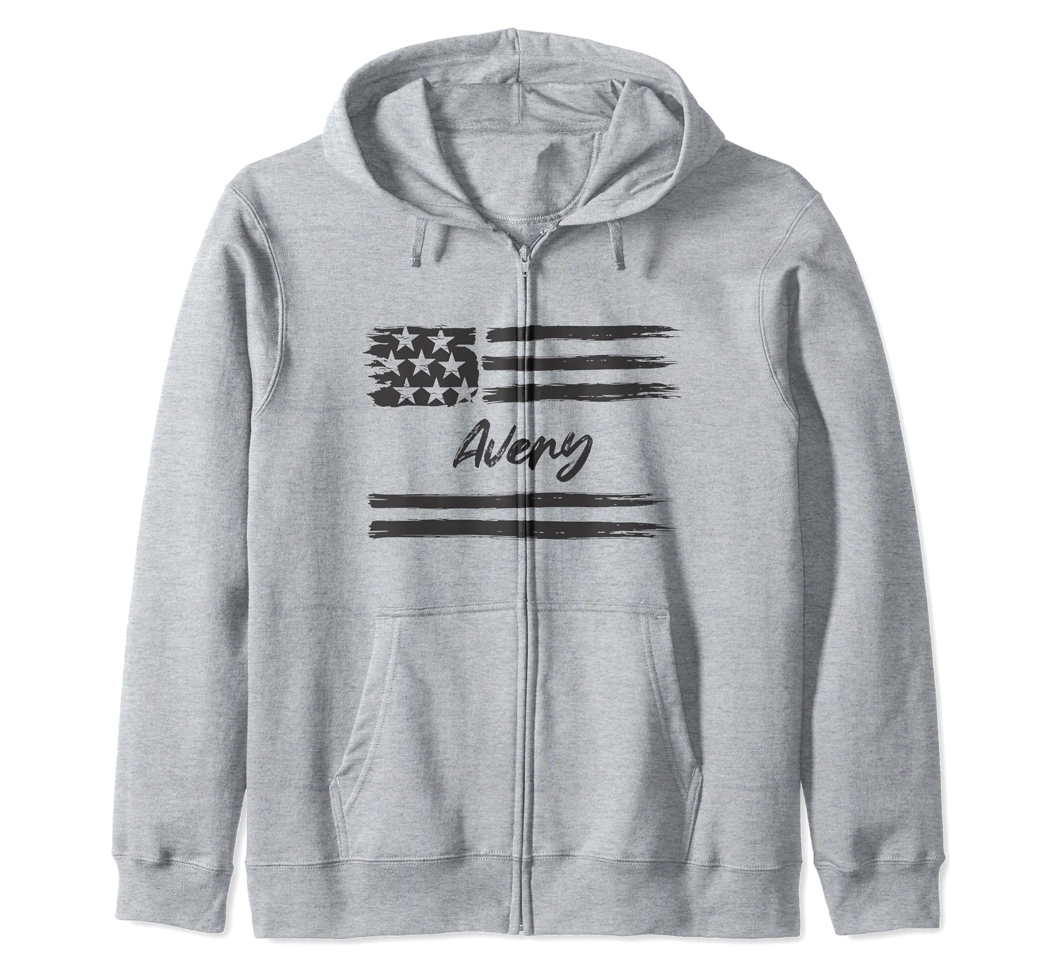 Avery - Personalized Name, Stars and Stripes, USA Flag Zip Hoodie