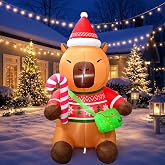 5FT Christmas Inflatable Outdoor Decoration,Blow Up Decor for Garden Lawn | Inflatable Capybara Christmas Decorations,Blow Up Yard Decor with Built-in LED Lights,Xmas Gift for Family Party