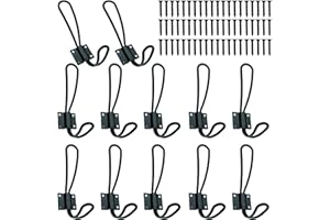 Hajoyful Rustic Entryway Hooks-12 Pack Farmhouse Hooks with Metal Screws Included, Black Decorative Wall Mounted Rustic Coat Hooks Rack, Double Vintage Organizer Hanging Wire Hook Clothes Hanger