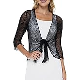 SHU-SHI Sheer Shrug for Women Mesh Knit Cover Up Lightweight Dressy Cardigan for Summer Tie Top Wrap