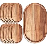 Rtteri 10 Pcs Wood Serving Tray Wooden Serving Platters Oval Charcuterie Boards Decorative Cheese Plates for Food Appetizer Dish Vegetable Fruit Snack Dessert Home Party Dinner Decor, 12" x 7" x 1"