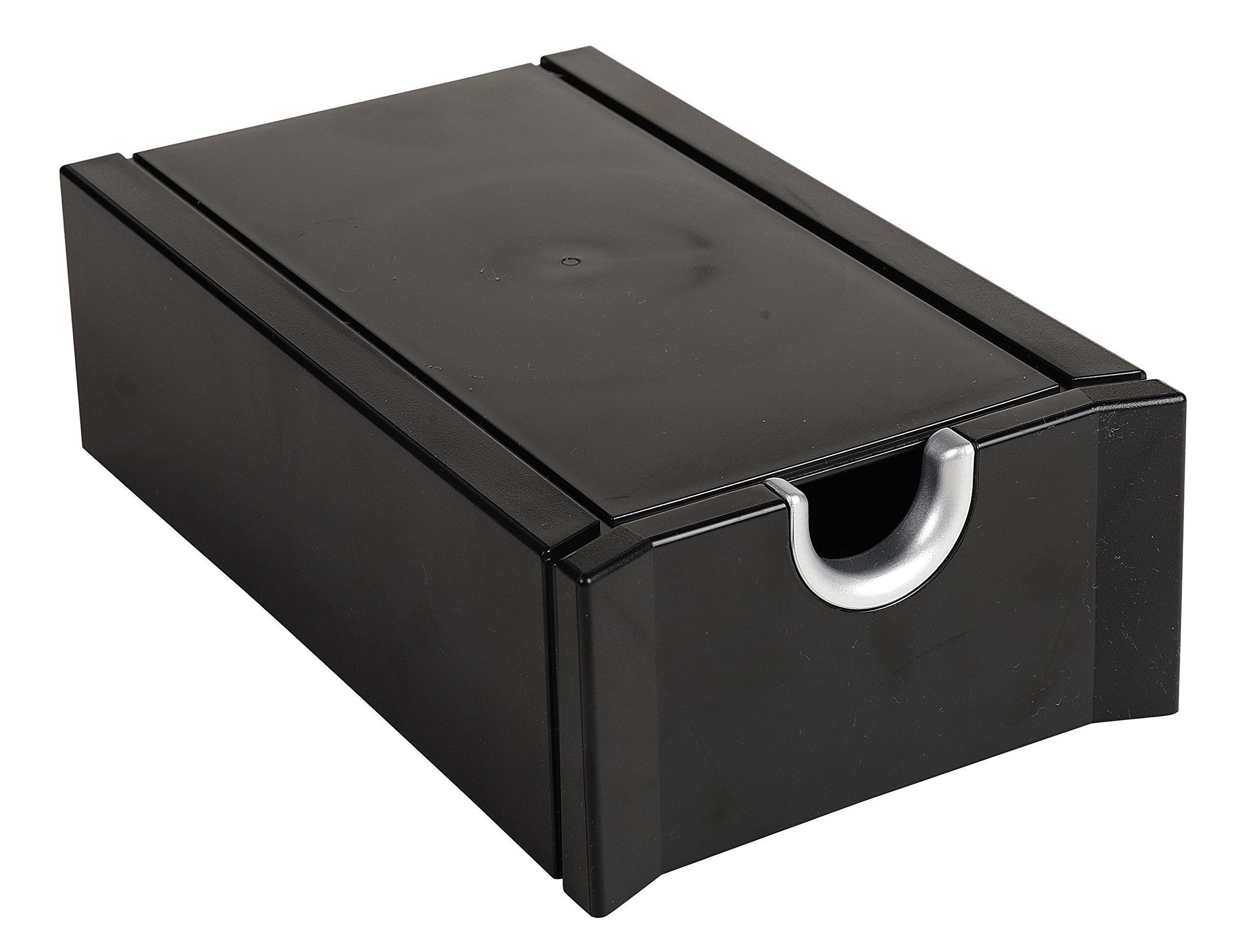 Exacompta - Ref 685411D - Exactive - ExaBusiness Business Card Box - 190 x 114 x 61mm in Size, Ribbed Base, Holds Up To 300 Business Cards - Black & Silver