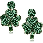 St. Patrick's Day Earrings Beaded Green Leaf Earring for Women Handmade Lucky Shamrock Hat Drop Dangle Earrings Irish Holiday Jewelry Gift