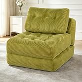 Folding Sofa Bed, Convertible Sleeper Chair With Back Support, GREEN | Corduroy Fabric, Portable Fold, Multifunctional Fold Out Chair Bed For Small Space Living Room, Bedroom, Office, 250LBS