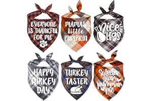 STMK 6 Pack Thanksgiving Day Dog Bandanas, Dog Holiday Fall Thanksgiving Bandanas Scarf for Small Medium Large Dogs (Large)
