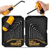 ELEAD 31-Piece Hex Key Set - Allen Wrench Set, SAE and Metric Allen Keys MM(0.7mm-10mm) SAE(0.028"-3/8) Heat-Treated, Torque