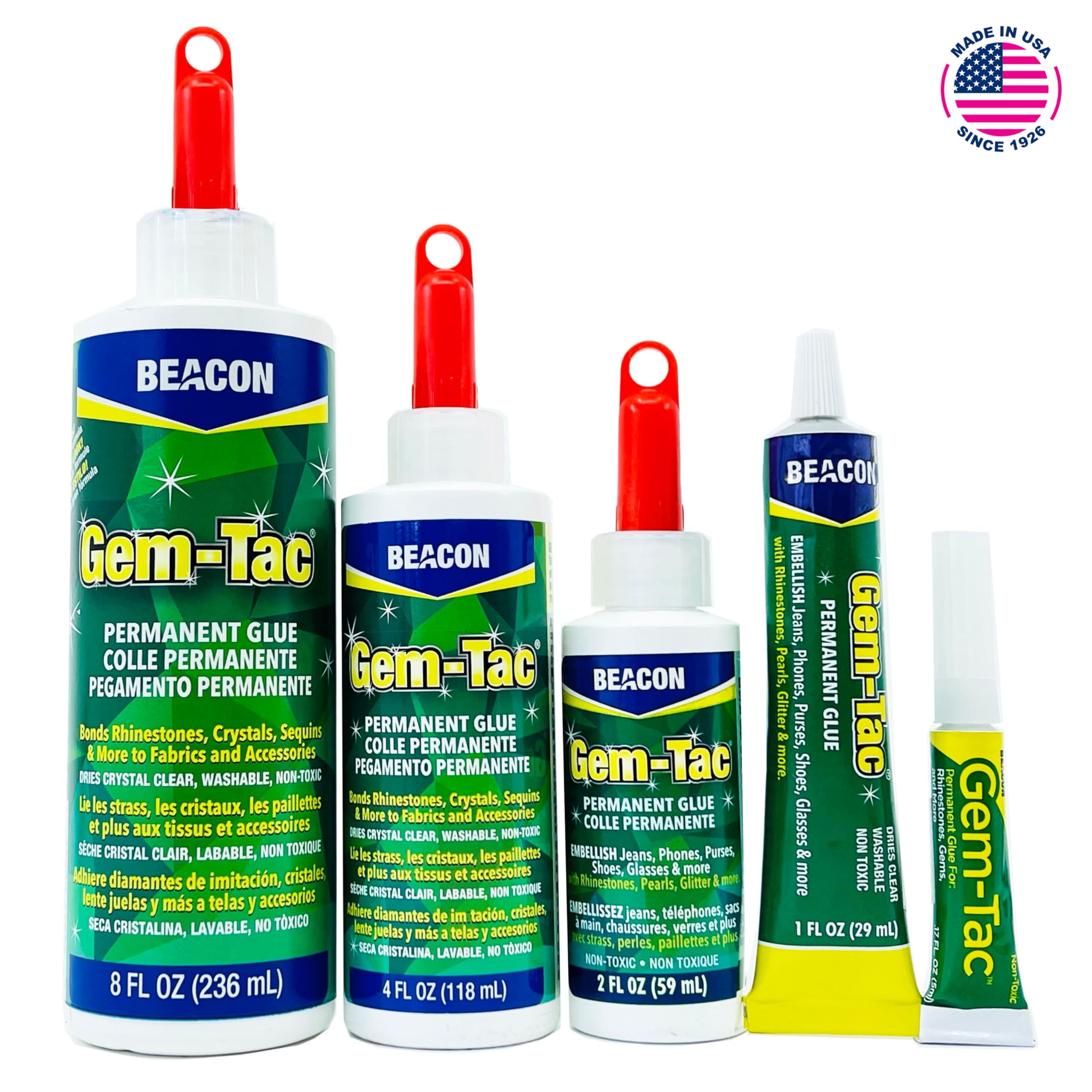 BEACON Gem-Tac Premium Quality Adhesive for Securely Bonding Rhinestones and Gems - Water-Based, UVA Resistant, 4-Ounce