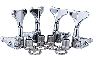 Guyker Guitar Bass Tuners (2R + 2L) - 1:17 Ratio Headstock Sealed Tuning Key Pegs Machine Head Replacement for Electric Jazz Bass or Precision Instruments - Chrome